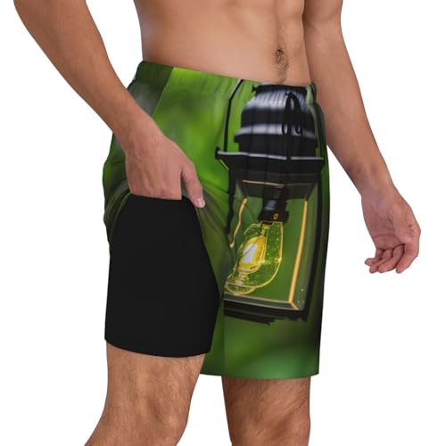 Firefly and Lantern Men's Soft Double Swim Shorts, Lounge Swiming Shorts Pants Breathable Summer3
