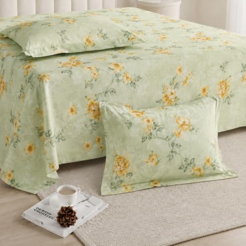 Image of LANE LINEN Symphony 100% Cotton 144TC Double Bedsheet Set, 3 Piece, Printed