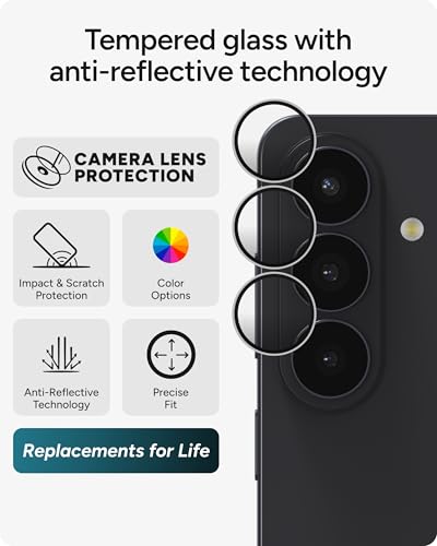 Image of ZAGG Glass Elite Samsung Galaxy S26+ Camera Lens Protector - Silver, Anti-Reflective, 5X Stronger Impact & Scratch Resistant Aluminosilicate Glass - Easy Installation, Smudge-Free Surface