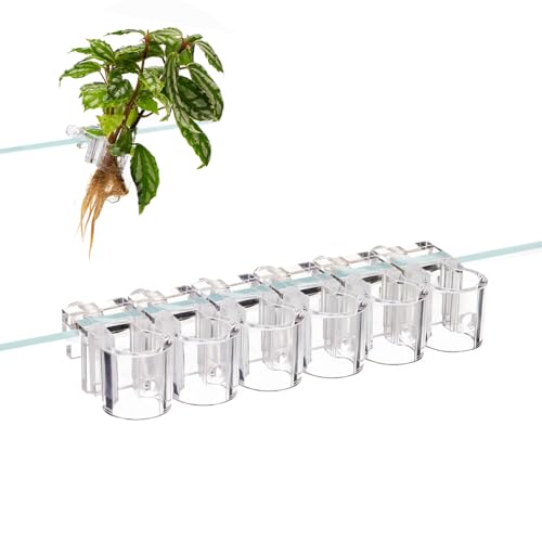 Porta Piante per Acquario Trasparente, 6 Pezzi Supporto da Appendere per Piante Acquatiche Riutilizzabili, Supporto per Decorazioni Acquaponica per Spessori di Vetro di 0,39"/0,3"-0,6"