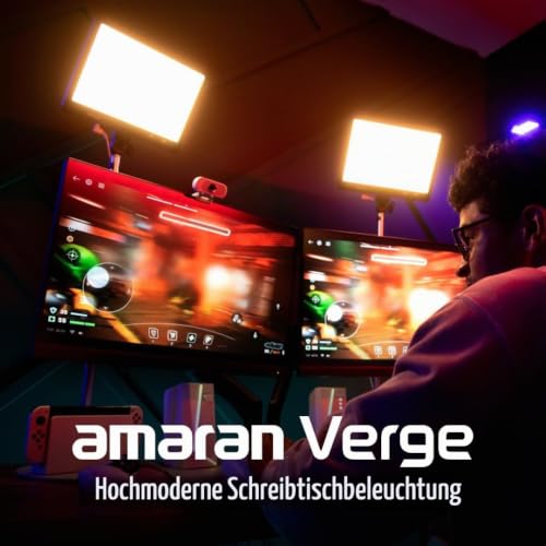 Amaran Verge Bicolor Schreibtisch-Keylight, 96 CRI, 2700K bis 6500K Soft Edge-LED-Panel Light, Frontregler & USB-C Stromversorgung, Geeignet für YouTube TikTok Live-Beleuchtung (Charcoal)