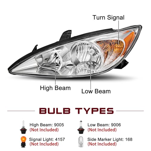 Image of JSBOYAT Headlight Assembly Fits for 2002 2003 2004 Toyota Camry SE /LE /XLE