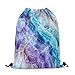Castle Fairy Marble Drawstring Gym Bag,Modern Marbling Foldable Waterproof Drawstring Backpack,Fashion Fluid Stripes Draw String Back Bag for Shopping,Swimming,Beach