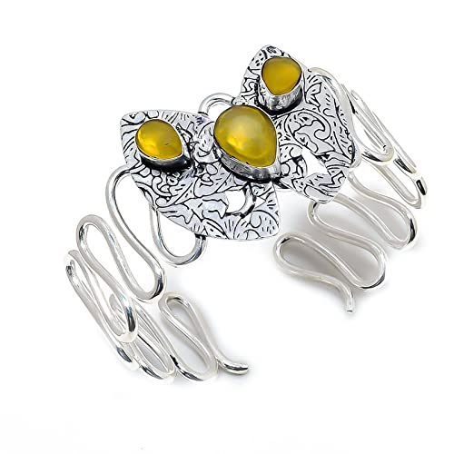 Bracelet saphir jaune argent sterling artisanal chaîne ajustable femme