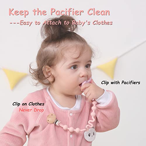 Seposeve Silicone Pacifier Clip With Adjustable Spring, 2 Pack Pacifier Holder Clips For Baby Boys And Girls, Soft Flexible Pacifier Leashes With 3 Textures, One-Piece Design, 2 Pink #TOP2