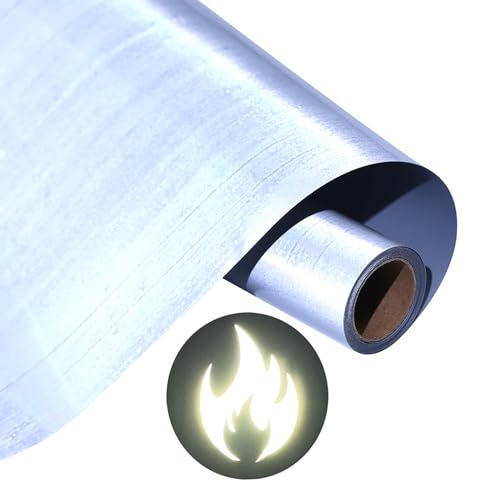 Reflektierend Plotterfolie Textil Reflektierende Heat Transfer Vinyl Grau 30.5cmx183cm Plotter Flexfolie für Cricut und Silhouette Cameo, Textilien Transferfolie zum Aufbügeln für DIY T-Shirt Stoffe