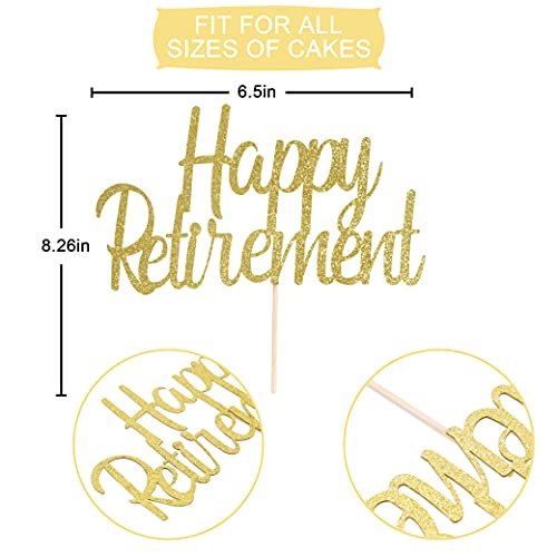 Happy Retirement Cake Topper - Gold Glitter Cake Topper , Retirement Gifts , Smash Cake Photo Prop , Photo Decoration Props #TOP1