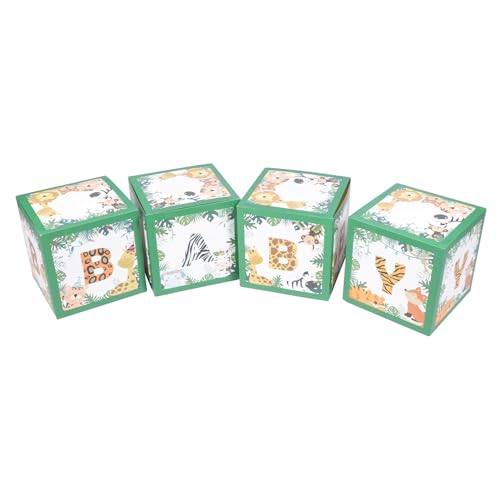 Gatuida Cajas para Bebés Letras Verdes Set de 4 Unidades Decoración para Fiestas de Cumpleaños Infantiles Globos para Shower y Eventos Temáticos de Animales