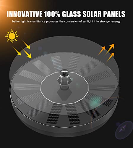 Gaizerl Solar Fountain Bird Bath Fountains Pump Upgraded 100% Glass Panel, Solar Powered Water Fountain With 8 Nozzles & 4 Fixers For Garden, Pond, Pool, Patio, Fish Tank, Outdoor - No Battery Needed #TOP1