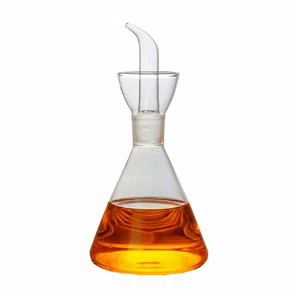JJONE Oil Dispenser, Glass Oil Bottle, Leakage-proof Olive Oil Dispenser Bottle, Glass Cooking Oil Vinegar Measuring Dispenser With Spout for Kitchen and BBQ (B-350ml)