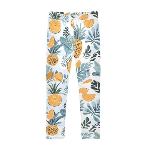 Abstract Pineapple Fruit Leaves Girls Leggings Soft Stretch Workout Yoga Dance Pants for Kids Casual Tights