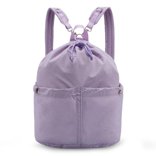 Image of HUA ANGEL Drawstring Backpack, Waterproof Nylon Sports Gym Bag, Travel Backpack for Women and Men for Sports, Travel