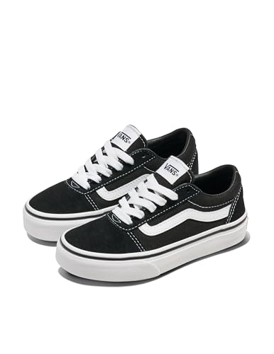Vans Youth Ward Sneaker, (Suede/Canvas) Black/White, 12