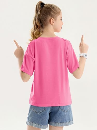 Image of Girls Short Sleeve T Shirts Kids Summer Crewneck Tops Basic Tees 5-14 Years