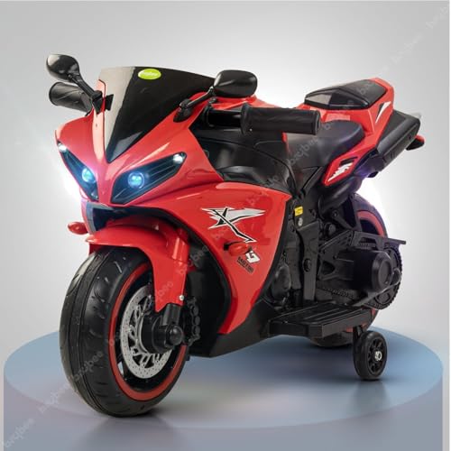 Image of Baybee R7 Baby Battery Operated Bike for Kids with Foot Accelerator & Music | Rechargeable Ride on Toy Bike with LED Light | Baby Electric Bike for Kids to Drive 1 to 3 Years Boys & Girls (Red)