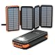 Solar Powerbank 26800mAh, elzle Solar Ladegerät mit 2 USB-A Ausgang & 1 USB-C Eingang, Outdoor Wasserfester Externer Akku mit 4 Solarpanels und Taschenlampe für Smartphones Tablets Camping