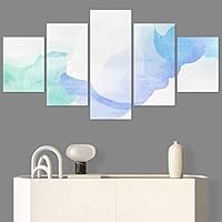 SIGNWIN 5 Panel Canvas Wall Art Modern Art Abstract Contemporary Edgy Mixed Media Multicolor Patterns for Home Decorations Ready to Hang - 60