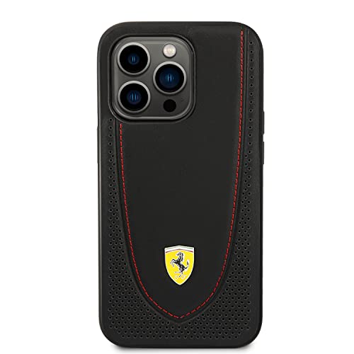 Image of CG MOBILE Ferrari iPhone 14 Pro Max Case [Official Licensed], Genuine Leather with Perforated Leather & Red Stitching Mag-Safe Compatible Protective Case /Cover Designed for iPhone 14 Pro Max 2022