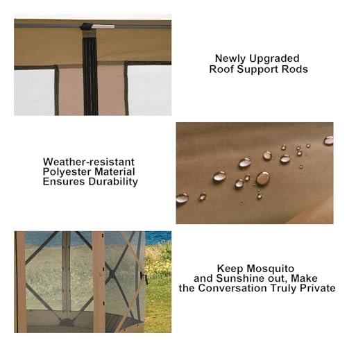 Image of COBIZI 12x12 FT Pop Up Canopy Stargazing Tent, Gazebos On Clearance with Removable Roof, Screened in Gazebo, Screen Tents Portable carpas para Patio for Outdoor Camping,Backyard,Garden,Brown(Pro)
