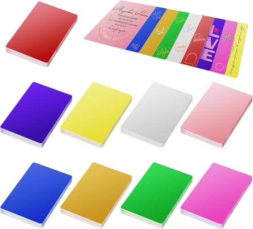Happara 225 Stück Blanko Metall Visitenkarten, 86X54X0,21mm Gravierte Visitenkarten Aluminium, DIY Geschenkkarten für House Office DIY Geschenkkarten, 9 Farben