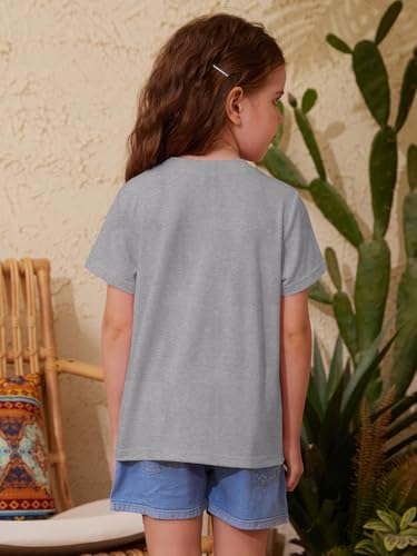 Image of ZDC Girls' Short Sleeve Shirts Kids Crewneck T-Shirts Summer Tops Basic Tees 5-14 Years