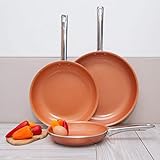 Copper Aluminum Frying Pans - 3 pc Nonstick Fry Pan Set - 8
