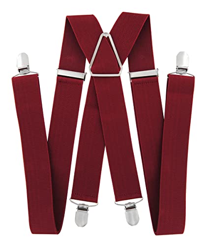 axy Tirantes para hombre de 35 mm de ancho, con 4 clips fuertes, en forma de X y para mujer borgoña Talla única Cover