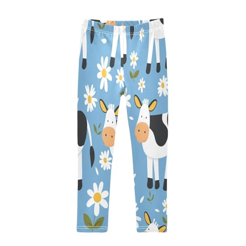 Toddler Girls Leggings Printed Yoga Pants Leggings White Daisy Cow for Kids