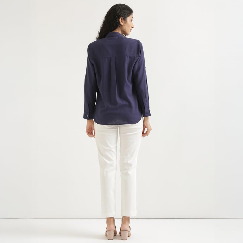 Image of SAADAA Airy Linen Shirt | Solid Regular Fit Casual Shirts Stylish for Women