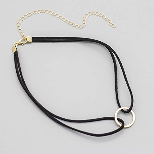 TseenYi Lederhalskette, Choker, kurzschichtige Wildleder-Halsketten, Boho-Stil, mehrlagig, Kreis-Halskette, Schmuck für Damen und Mädchen, Metall Kunstleder