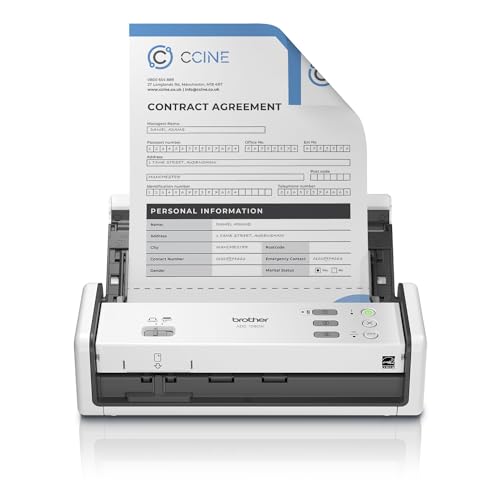 Brother ADS-1350W Wireless Compact Desktop Scanner | Scan Speeds of Up to 30ppm | Single Pass Double-Sided Scanning