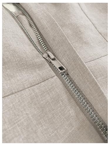 MakeMeChic Women's Summer Tube Tops Strapless Zipper Front Blouse Office Dressy Shirt4