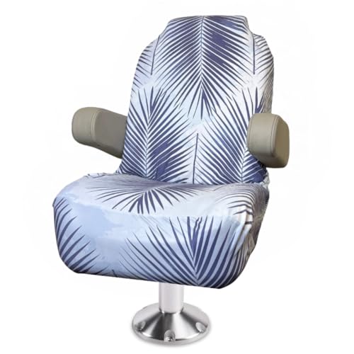 SKIPPER SEAT Pontoon Boat Seat Cover Microfiber, Quick-Dry, Universal Fit, Stylish Palm Leaf Design...