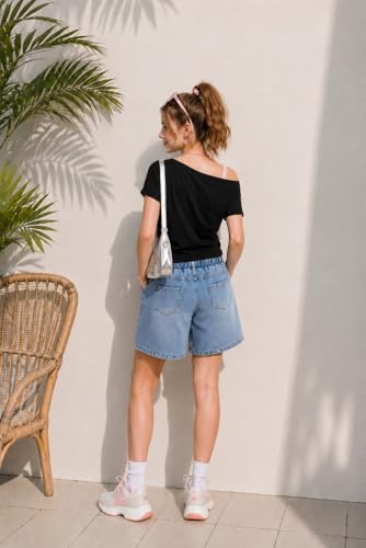 Image of Azmxynol Tween Girl Clothes Summer 2 Piece Outfit Set Trendy Tee Shirt + Denim Shorts, Size 7-16 Years