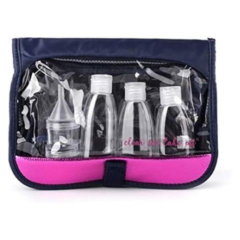 Miamica NAVY & PINK HANGING Women's Clear for Takeoff Travel Bottles and Toiletry Bag Cover
