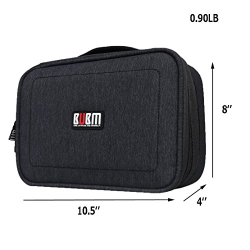 BUBM 9.7'' Tablet Cable Managment Handbag Travel Gear Electronics Accessories Organizer Carrying Packing Bag Camera Pouch for iPad Mini (L,Black,9.7'')