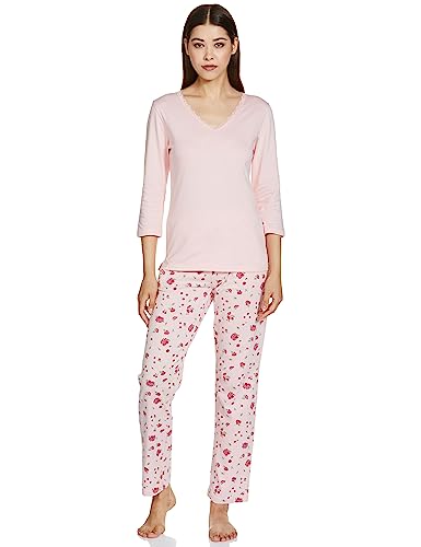 Image of Amazon Brand - Eden & Ivy Women's Cotton Regular Fit Pajama Set(ENISS22WSPSET209 Crystal Pink XL)