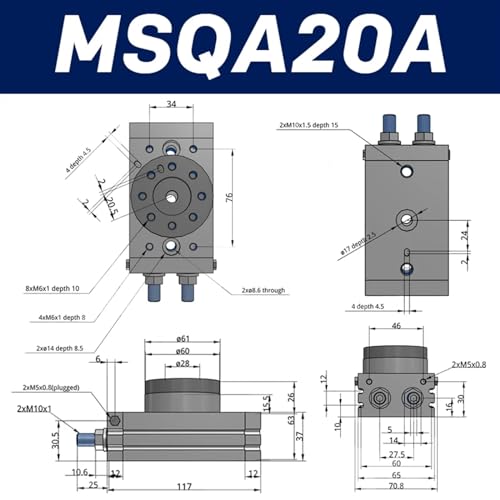Vérin pneumatique MSQA20A rotatif haute précision 190° - 3