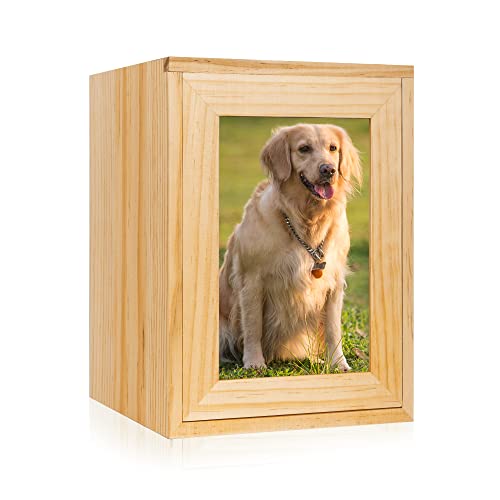 The7boX Urne Hund Urne Für Hunde Personalisierte Tierurne Aus HolzMit Fotorahmen und Aschebeutel Erinnerungsgeschenke Für Haustiere Cover