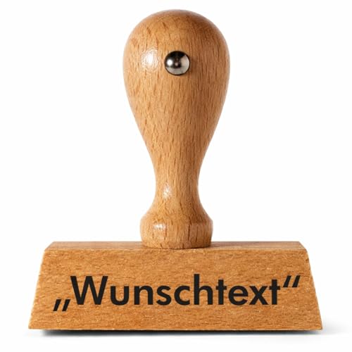 Holzstempel mit individueller Textplatte, Wunschtext, einzeilig, 4cm, gleich online gestalten
