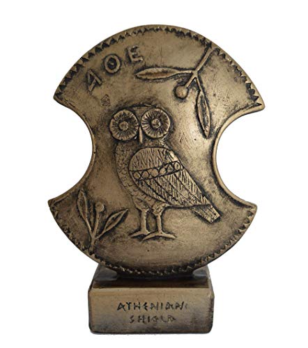 Talos Artifacts Diosa Atenea Escudo con diseño de búho, pequeño símbolo de Estrategia de sabiduría