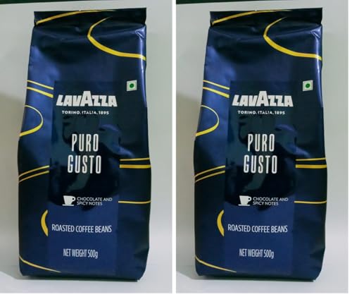 Image of Lavazza Puro Gusto, Roasted Coffee Beans Packet|Medium Dark Roast,500 Gram (Pack of 2)