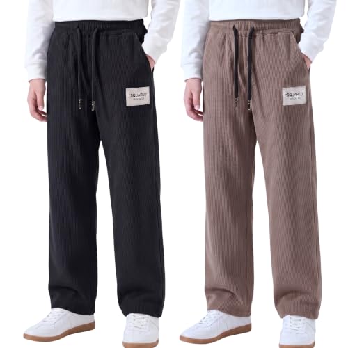 Image of Lymio Junior's Pants for Boys | Relaxed Fit Casual Baggy Corduroy Trousers | Boys Wide Leg Streetwear (SSK-08-10)