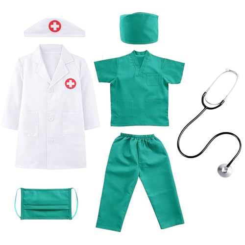 MUNSKT Costume da medico per bambini,Gioco d'imitazione Dottore,Set di camicetta
