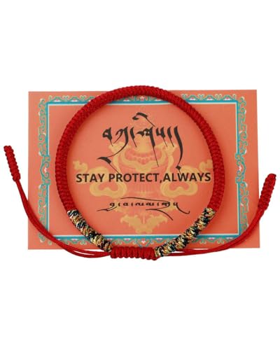 MYGLOAR Pulsera roja, pulsera de tela roja de Kabbalah, protección para bebés, hombres, mujeres,de la suerte tibetana hecha a mano, pulsera de la suerte budista, tejida(rojo 001)