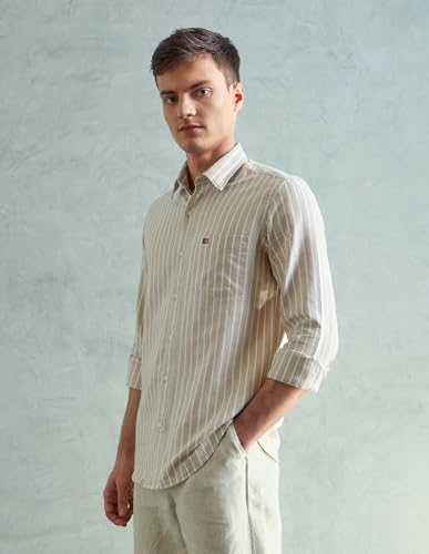 Image of Arrow Striped Slim Fit Mens Casual Shirts - 100% Cotton, Breathable & Comfortable, Full Sleeves Shirts for Men