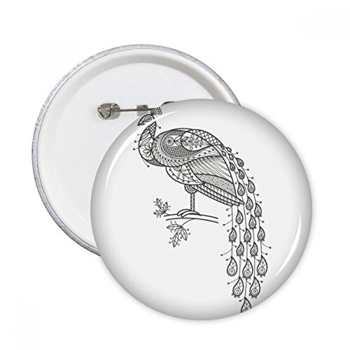 Badge rond oiseau paon coloré petit cadeau original pour anniversaire