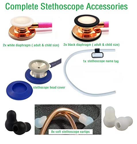 14Pcs Classic Iii, Cardiology Iii & Iv Stethoscope Accessories Replacement Spare Parts Kit For Littmann Stethoscope, Cardiology Stethoscope Diaphragm Silicone Ear Piece Tips Name Tag Chestpiece Cover #TOP1
