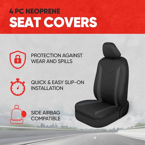 Image of Motor Trend SpillGuard 2 Charcoal Gray Seat Covers for Cars & Seat Covers for Trucks - Neoprene Waterproof Car Seat Covers Front Seats Only - SUV Seat Covers Protector - Forros para Asientos de Carro