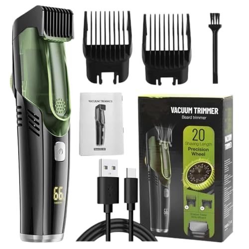Cortadora eléctrica de bigote – Máquina de afeitar al vacío, IPX6 impermeable, con 2 peines, recortadora al vacío, maquinilla de afeitar portátil recargable para novio, marido, padre